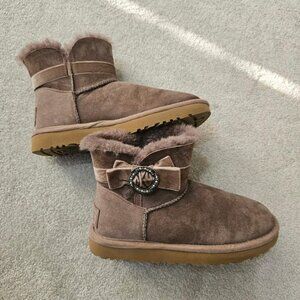 UGG Karlie Brooch Crystal Bling Bootie in Stormy Grey